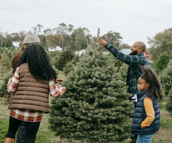 A child in a tree pose, smiling, symbolizing balance and growth.
